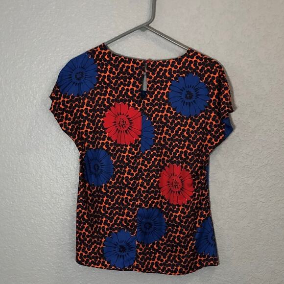 Boden Women's Size 8 Floral Silk Blend Short Sleeve Top - Picture 5 of 7
